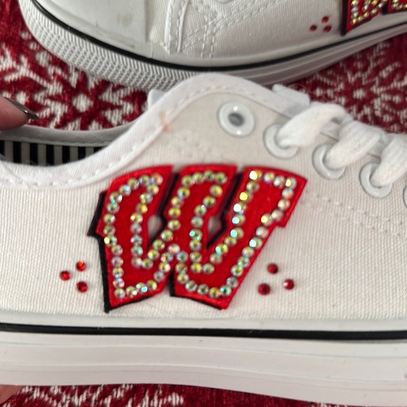 Rhinestone Wisconsin Size 6 tennis shoes! Handmade! One of a kind - Picture 4 of 5